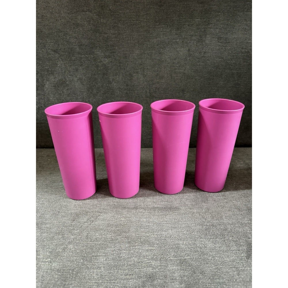Tupperware Lot of 4 G Tumbler Cups - Magenta Pink 107 Vintage